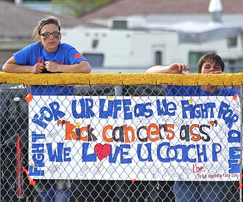 The Maidens' hung up this sign to show up their support for their coach.