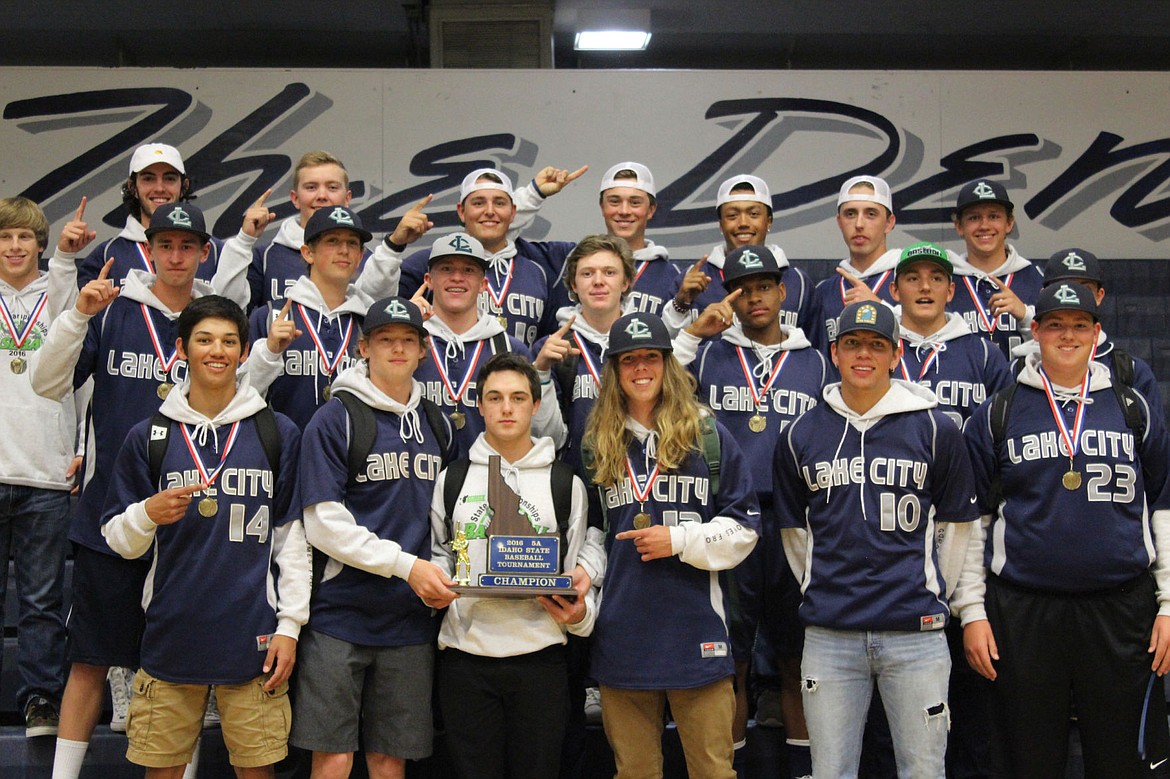 &lt;p&gt;Courtesy of Mackenzie Hudson&lt;/p&gt;&lt;p&gt;The Lake City baseball team pose for a photo on Monday following an assembly honoring their 5A state title win.&lt;/p&gt;