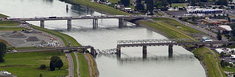 &lt;p&gt;A collapsed section of the Interstate 5 bridge over the Skagit River is seen in an aerial view Friday in Mt. Vernon, Wash.&lt;/p&gt;