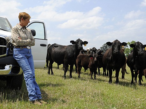 &lt;p&gt;Rancher Linda Galayda looks over some of her cattle on April 27 at her ranch in Elkhart, Texas.&lt;/p&gt;