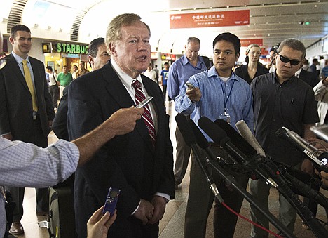 &lt;p&gt;Robert King, the U.S. envoy for North Korean human rights issues, speaks to journalists upon arrival at Beijing Capital Airport in Beijing, China, on Saturday.&lt;/p&gt;