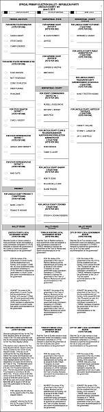 Republican Sample Primary Election ballot