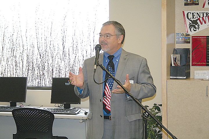 Big Bend Community College President Dr. Bill Bonaudi spoke at the grand opening of BBCC's Student Success Center Tuesday.
