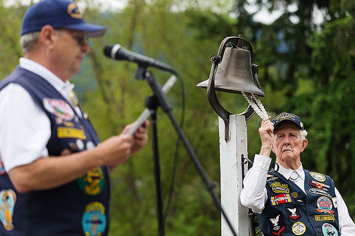 &lt;p&gt;Tom DePew rings a bell as Cary Poston reads the names of submarines that have been lost with military service men and women during a presentation by the Farragut Base U.S. Submarine Vets Monday at Honeysuckle Beach at Hayden Lake. The lives of some 4,000 soldiers and 66 submarine vessels have been lost in the line of duty.&lt;/p&gt;