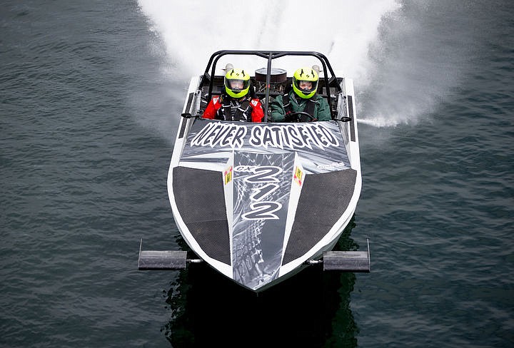 &lt;p&gt;The &quot;Never Satisfied&quot; jet boat flies down the Coeur d'Alene River on Tuesday, May 24, 2016 in Rose Lake. More than 30 jet boats, topping out at speeds of 150 miles-per-hour, will continue to skim 30 miles of the Coeur d'Alene River between Cataldo and Harrison today, from 10 a.m. to noon.&lt;/p&gt;