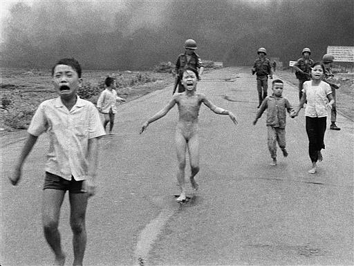 &lt;p&gt;In this June 8, 1972 file photo, crying children, including 9-year-old Kim Phuc, center, run down Route 1 near Trang Bang, Vietnam after an aerial napalm attack on suspected Viet Cong hiding places as South Vietnamese forces from the 25th Division walk behind them. A South Vietnamese plane accidentally dropped its flaming napalm on South Vietnamese troops and civilians. From left, the children are Phan Thanh Tam, younger brother of Kim Phuc, who lost an eye, Phan Thanh Phouc, youngest brother of Kim Phuc, Kim Phuc, and Kim's cousins Ho Van Bon, and Ho Thi Ting. (AP Photo/Nick Ut, File)&lt;/p&gt;