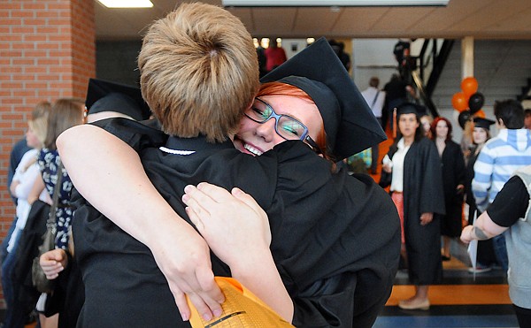 &lt;p&gt;Heta Nikula, center, gets a hug from Jene Amundson as the seniors gather before the start of the commencement ceremony at Flathead High School Friday evening in Kalispell. Amundson was listed as recipient of the Jenner and Edith Orr Scholarship and the Pepsi Cola FHS Activities Scholarship. The pair were among 355 seniors who graduated from Flathead.&lt;/p&gt;
&lt;p&gt;&#160;&lt;/p&gt;