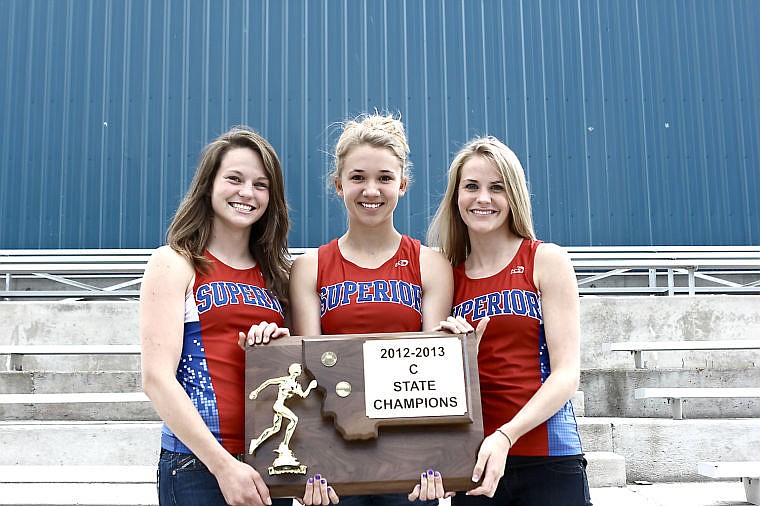 &lt;p&gt;Superior Lady Bobcats Geneva Plakke, Nicole Stroot and Kinzie Cooper took home the school's first state track title.&lt;/p&gt;