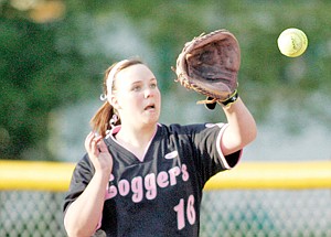 &lt;p&gt;Freshman first baseman Daylin Germany catches the third out in the top of the sixth on a throw from Hannah England on Thursday.&lt;/p&gt;