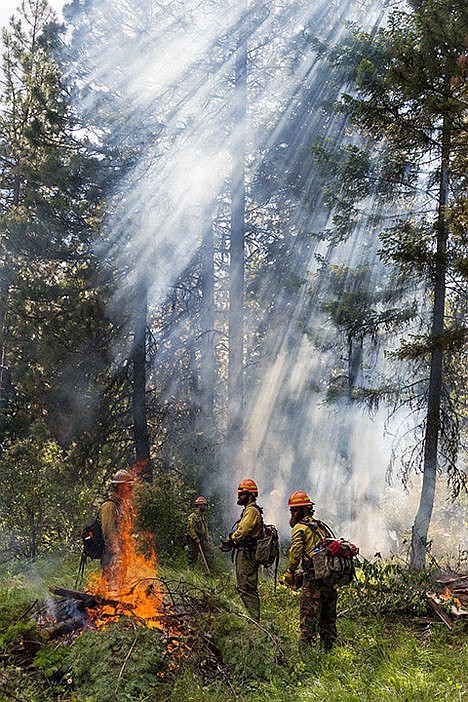 &lt;p&gt;As smoke fills a nearby treed area, wildfire trainees gather near a controlled burn to coordinate a strategy during Guard School.&lt;/p&gt;