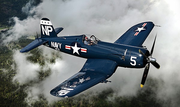 &lt;p&gt;Steve Bakke pilots a Navy F4U-5 Corsair over Flathead Lake on May 29.&lt;/p&gt;