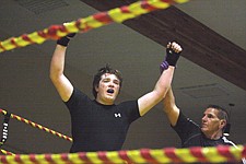 Arlee&#146;s Bryce Norling celebrates his victory during the Third Annual Mission Valley Rumble last Thursday.