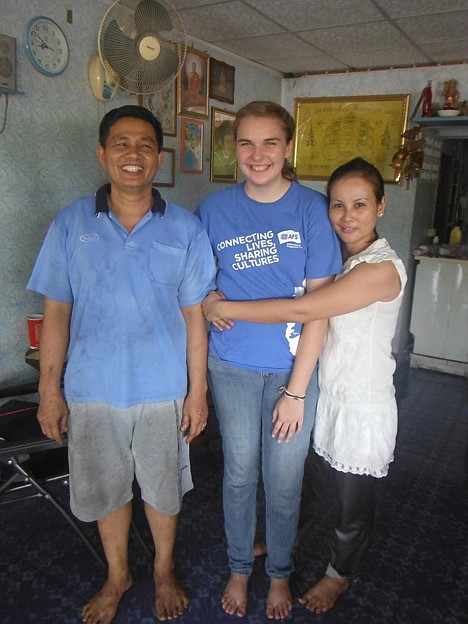 &lt;p&gt;Mary Conniff, center, says goodbye to her host father Titamatee Jumpangoen and host mother Wachiraya Jumpangoen in their home in Suphanburi, Thailand, on May 12. The teenager grew very fond of this family, where she also had a 23-year-old host brother and two host sisters, ages 17 and 6.&lt;/p&gt;