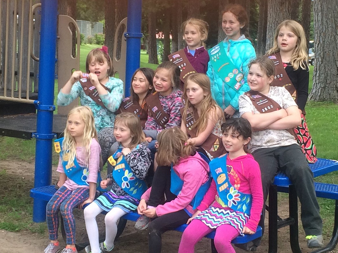 <p>The Superior Girl Scout troop held an awards ceremony at the Eva Horning Park on May 27 to share their accomplishments with family and friends. (Photo courtesy of Stephanie Quick)</p>