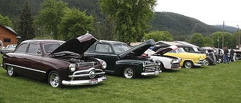 Photos by Nick Ianniello Cars line the parking lot of the Old Mullan Trail Bank Saturday morning during the Old Schoolhouse Rock Car Show. Nearly 80 cars showed up to ninth year of the event.