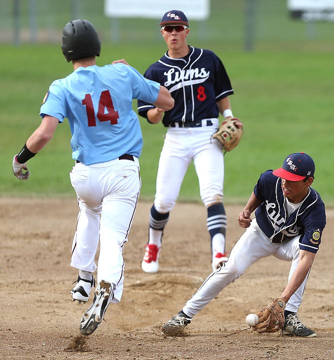 <p>The Coeur d'Alene Lumbermen battle with the Prairie Cardinals on Monday, June 13, 2016 in a rivalry Legion AA double-header at Thorco Field. To purchase photo, please visit cdapress.com/photos</p>