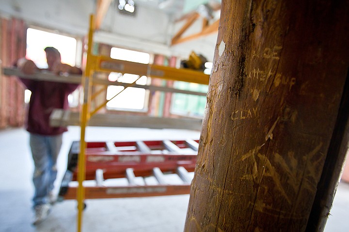 &lt;p&gt;Old support beams with carvings and writings from the days the building was a bar were uncovered once the dry wall was removed.&lt;/p&gt;