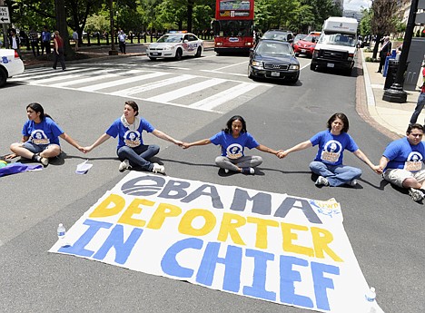 &lt;p&gt;Protestors blocking traffic near the White House in Washington in response to President Obama's decision to delay the deportation review he ordered from the Department of Homeland Security. To the frustration of many of his supporters, President Barack Obama is backing away from actions he could take unilaterally on immigration. Instead, he is kicking the issue to House Republicans despite mounting evidence they won't address the millions of immigrants living illegally in the US.&lt;/p&gt;