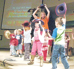 &lt;p&gt;The youngest group gets to dance and put on cowboy hats while singing religious tunes on stage.&lt;/p&gt;