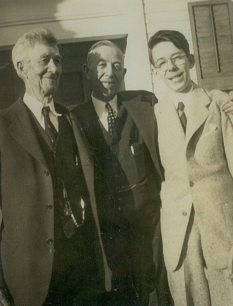 <p>Greenbriar builder Harvey Davey, left, with his son Omri Davey and his grandson "Doc" Robert Davey. Doc Davey, 81, visited the Greenbriar last weekend.</p>