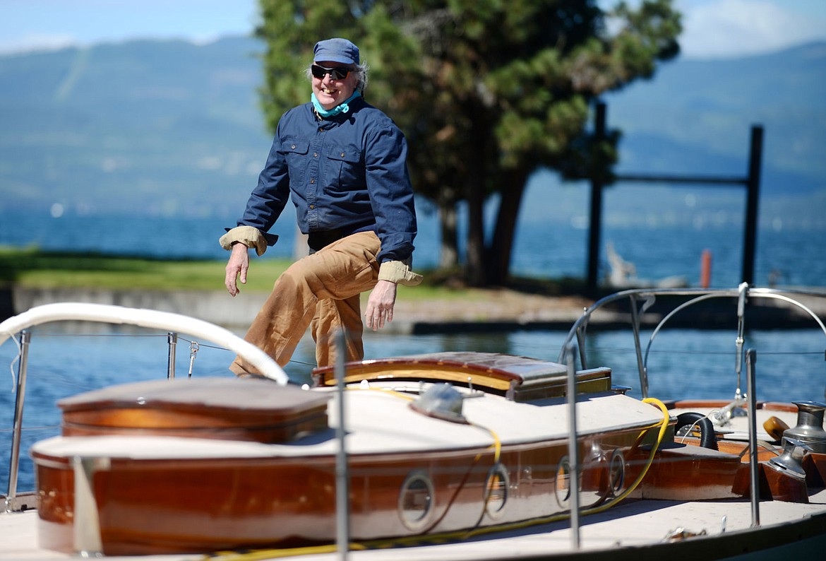 &lt;p&gt;Shipwright Jon Derry makes his way across the deck of the Questa on Wednesday, June 15, at the Flathead Lake Lodge in Bigfork as the boat is returned to Flathead Lake after seven years of restoration work. The white hose on the lower left of the photo is the bilge pump. Captain Scott Plumb said the boat would leak when first put in the water because it takes a bit of time for the boards to swell and seal.&#160; (Brenda Ahearn/Daily Inter Lake)&lt;/p&gt;