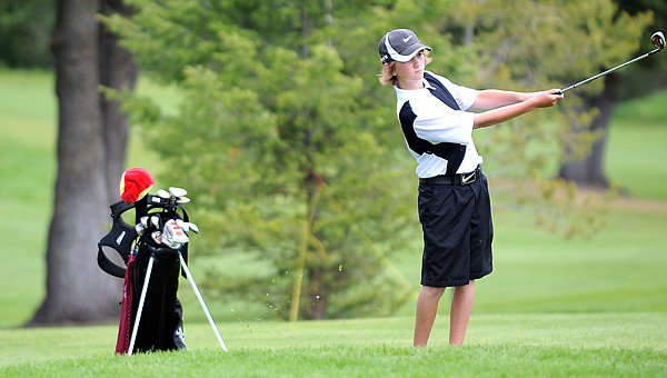 Thomas Mann, 12, of Kalispell, putts onto the green during the US Kids Golf World Championship Qualifier on Tuesday at Buffalo Hill Golf Club.