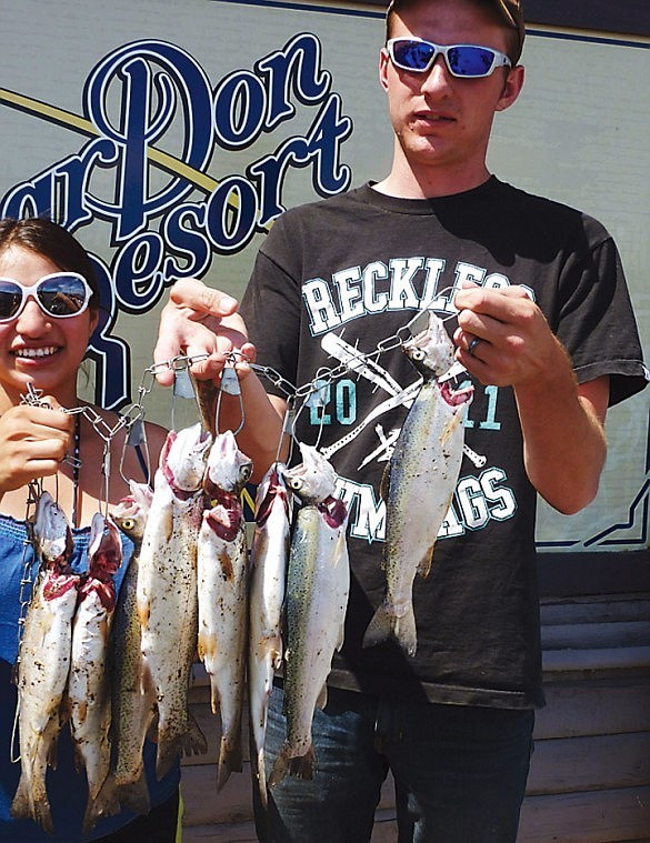 One hour of trout fishing at Warden produced the rainbows for Soap Lake Residents, Taylor and Mona Pokos.