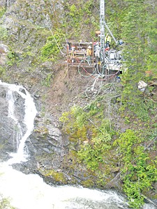 &lt;p&gt;A Crux Subsurface drilling platform on the west side of the canyon clings to the steep, 45-plus-degree angle terrain as it drills.&lt;/p&gt;