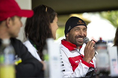 &lt;p&gt;Three time Ironman Coeur d'Alene winner Viktor Zyemtsev responds to a crowd question at the Irnoman pros press conference Friday afternoon at the Band Shell in Coeur d'Alene City Park. When asked what the athletes do after completing a race, Zyemtsev reaponded by saying that he likes to eat and have a beer.&lt;/p&gt;