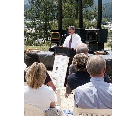 Montana Department of Environmental Quality director Richard Opper speaks during an event held last week in Libby to kick off a woodstove changeout program.