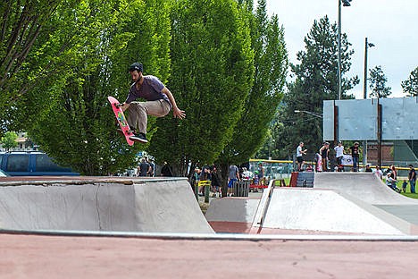 &lt;p&gt;Brandon De Simone jumps into the bowl at the Coeur d'Alene Skate Park on Sunday.&lt;/p&gt;