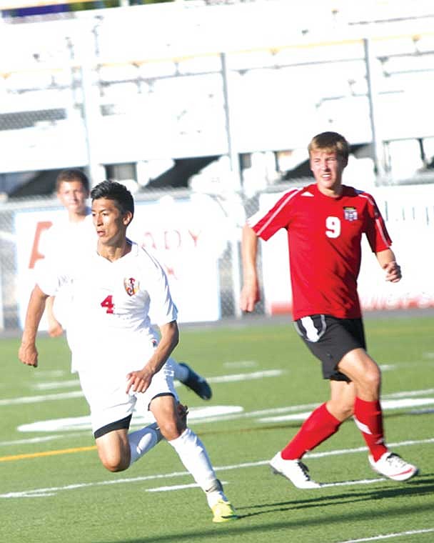 Moses Lake forward Johnny Cortez (4) was named to the WSSCA All-State 2014 Spring Soccer First Team recently. Forward Adrian Vasquez and midfielder Sean Cotton were named Second Team and Honorable Mention, respectively.