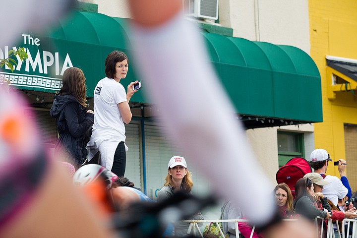 &lt;p&gt;GABE GREEN/Press Jenna Leggat watches cyclists from her vantage point on Lakeside Avenue during the 2012 Ironman triathlon in Coeur d'Alene, Idaho.&lt;/p&gt;