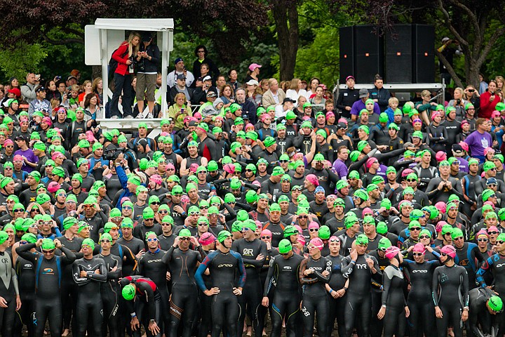 &lt;p&gt;GABE GREEN/Press Swimmers at the 2012 Ironman triathlon in Coeur d'Alene, Idaho await the start signal on the city beach Sunday.&lt;/p&gt;