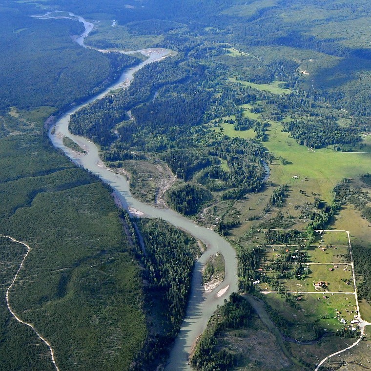 The town of Polebridge sits along the North Fork of the Flathead River.