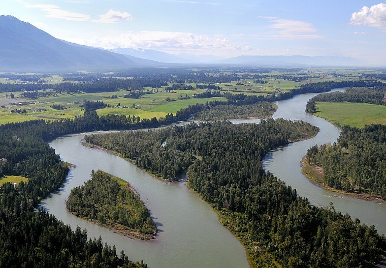 The Flathead River flows through the valley