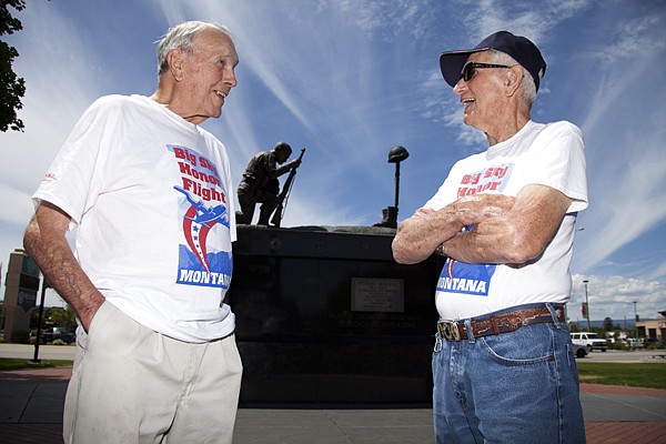 &lt;p&gt;World War II veterans, 90-year-old Ken Kjelstrup, left, and 89-year-old Roy Bloom discuss their recent Big Sky Honor Flight trip to Washington D.C. They are pictured Thursday at the Veterans Memorial in Kalispell&#146;s Depot Park.&lt;/p&gt;