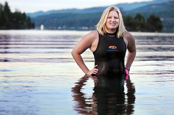 Emily von Jentzen, pictured here in June, on Saturday become the third person to swim the length of Flathead Lake and the first woman to do so.