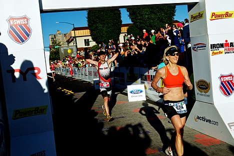 &lt;p&gt;Dixie Ziegler, from Post Falls, crosses the finish line in 12:08:09.&lt;/p&gt;