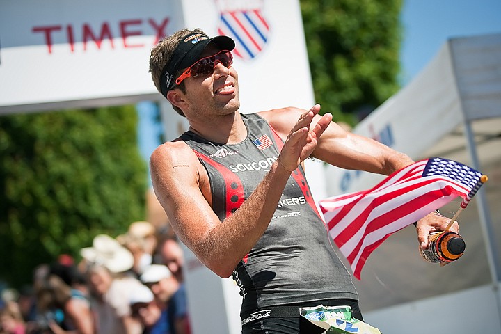 &lt;p&gt;SHAWN GUST/Press Third place finisher Michael Lovato dances to music being played over loud speakers Sunday during the 2010 Ironman in Coeur d'Alene.&lt;/p&gt;