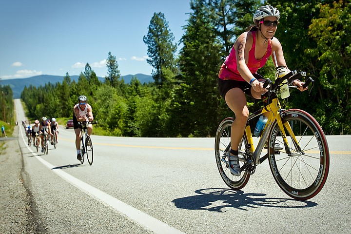 &lt;p&gt;JEROME A. POLLOS/Press Megan Motley, from Sherman Oaks, Calif., pedals up Dodd Road during the 112-mile bicycle course.&lt;/p&gt;