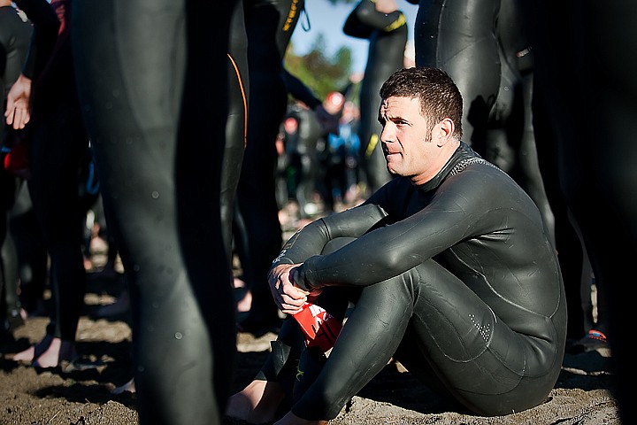 &lt;p&gt;BEN BREWER/Press Christopher Thorpe of Las Vegas, NV takes a moment of respite before the hectic mass start of the swim portion of Sunday's Ford Ironman competition.&lt;/p&gt;