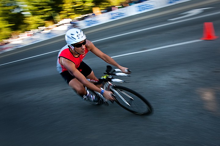 &lt;p&gt;BEN BREWER/Press Mario Naranjo Gasteazoro of Panama speeds around the corner at the intersection of Northwest Boulevard and Government Way during the 112-mile bike of Sunday's Ironman Competition in Coeur d'Alene.&lt;/p&gt;