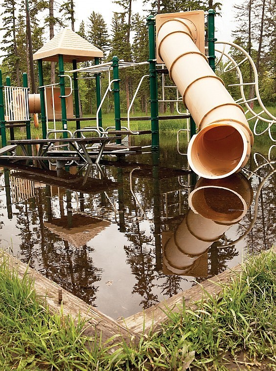 Standing water is the ideal breeding ground for mosquitoes. With so many areas &#151; such as this play structure in Lawrence Park in Kalispell &#151; covered by standing water, this summer could be a big year for mosquitoes.