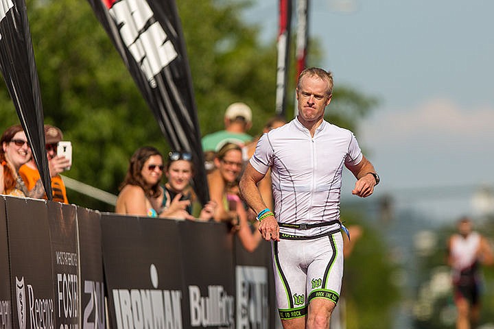 &lt;p&gt;Brian Hadley crosses the finish line at the Coeur d'Alene Ironman on Sunday. Hadley participated in the male 40-44 age group and completed the race in 11:07:16.&lt;/p&gt;