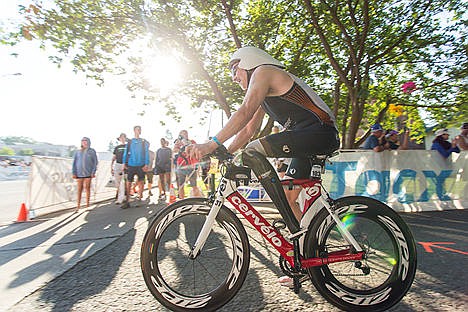 &lt;p&gt;Edward Sprout begins the bike portion of the Coeur d'Alene Ironman on Sunday. Sproull did not finish the race.&lt;/p&gt;