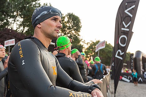 &lt;p&gt;A competitor looks out to the water before the beginning of the swimming portion of the Coeur d'Alene Ironman on Sunday.&lt;/p&gt;