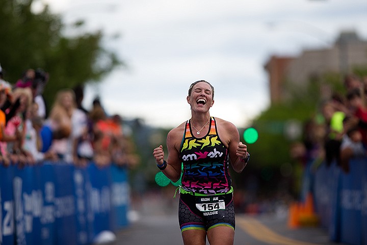 &lt;p&gt;TESS FREEMAN/Press&lt;/p&gt;&lt;p&gt;Maggie Rusch celebrates after winning first in the Women&#146;s Age Group at Ironman Coeur d&#146;Alene with a time of 10:26:52 on Sunday afternoon.&lt;/p&gt;