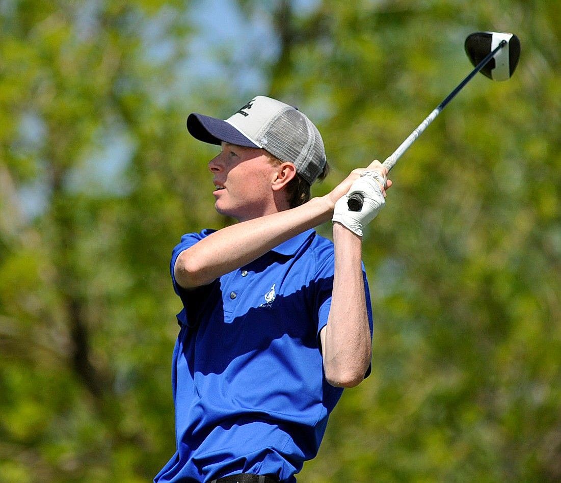 &lt;p&gt;Libby freshman Ryggs Johnston hits his drive on the first hole during the Class B state golf tournament on Wednesday, May 19 at Pryor Creek Golf Course in Huntley. Johnston shot an 8-under-par 63 on the final day to win by six strokes. (James Woodcock/Billings Gazette)&lt;/p&gt;