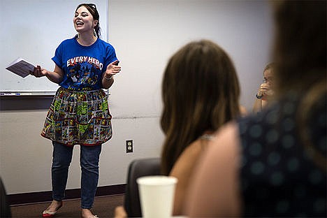 &lt;p&gt;Mandi Harris leads the middle school book club discussion addressing the book Cinder, by Marissa Meyer at Hayden Public Library Thursday.&lt;/p&gt;